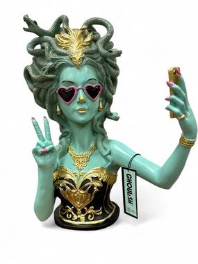 Ghoulish Medusa Bust Taking Selfie Halloween Decor